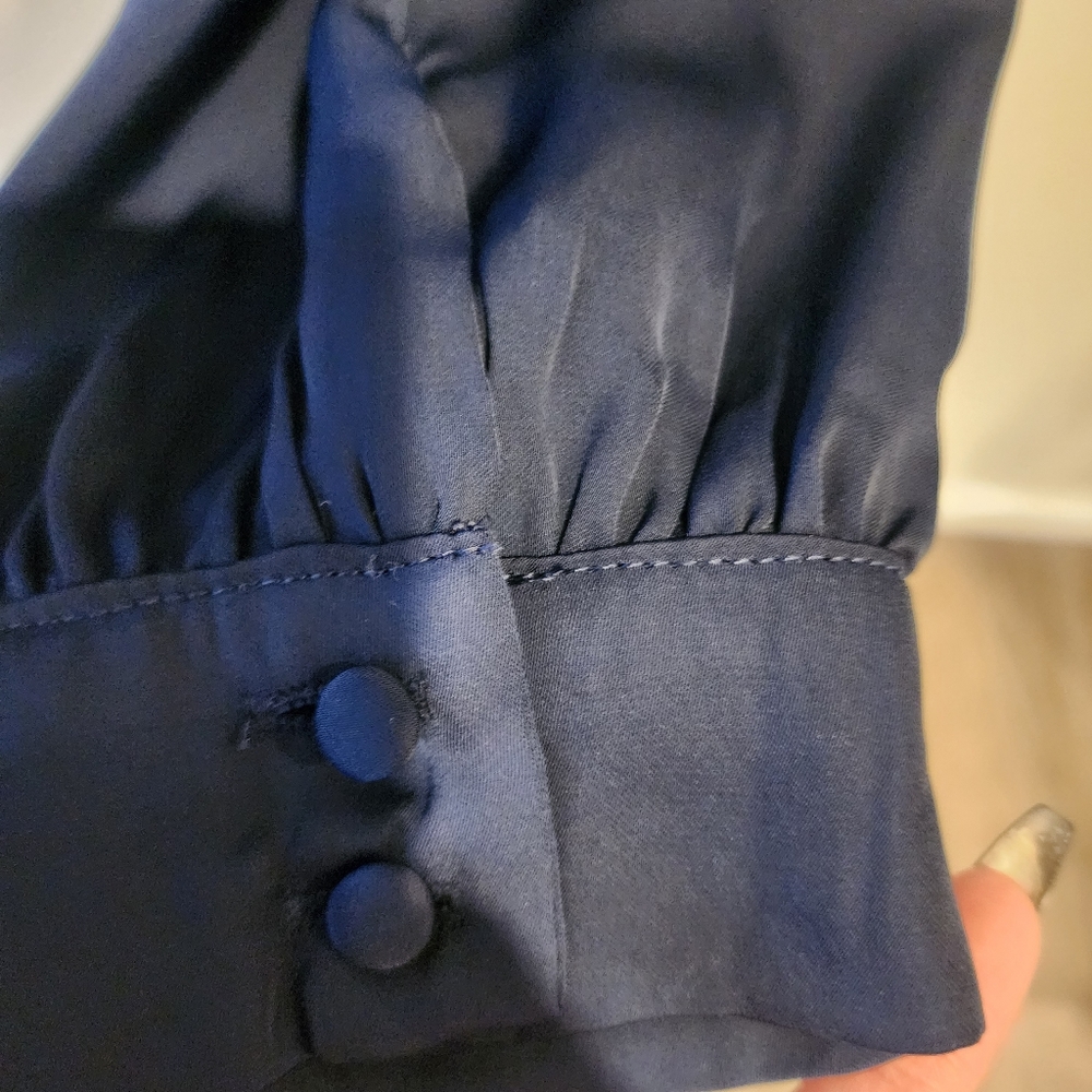 NWT Gorgeous Sugarlips Satin Peplum Wrap Top - Picture 5 of 5